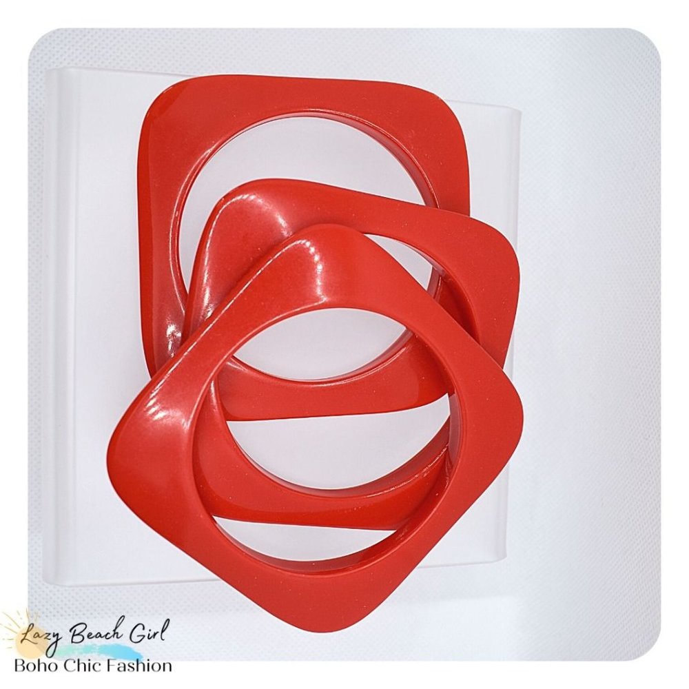 Retro Red Square Bracelet Set